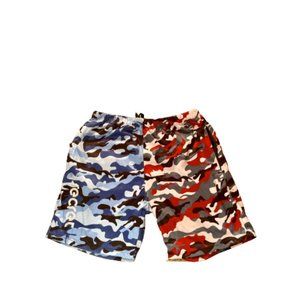 Secret Scientist Split Camo Shorts (2XL) (Red / Blue / White / Black)